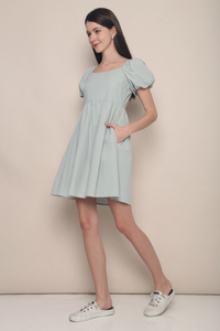 Orion Babydoll Dress Dust Sage