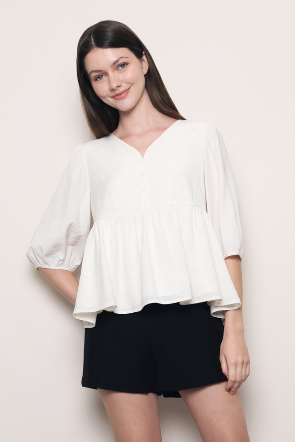 Palm Springs Babydoll Blouse Cream