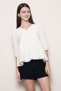Palm Springs Babydoll Blouse Cream