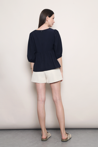 Palm Springs Babydoll Blouse Navy