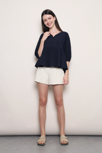 Palm Springs Babydoll Blouse Navy