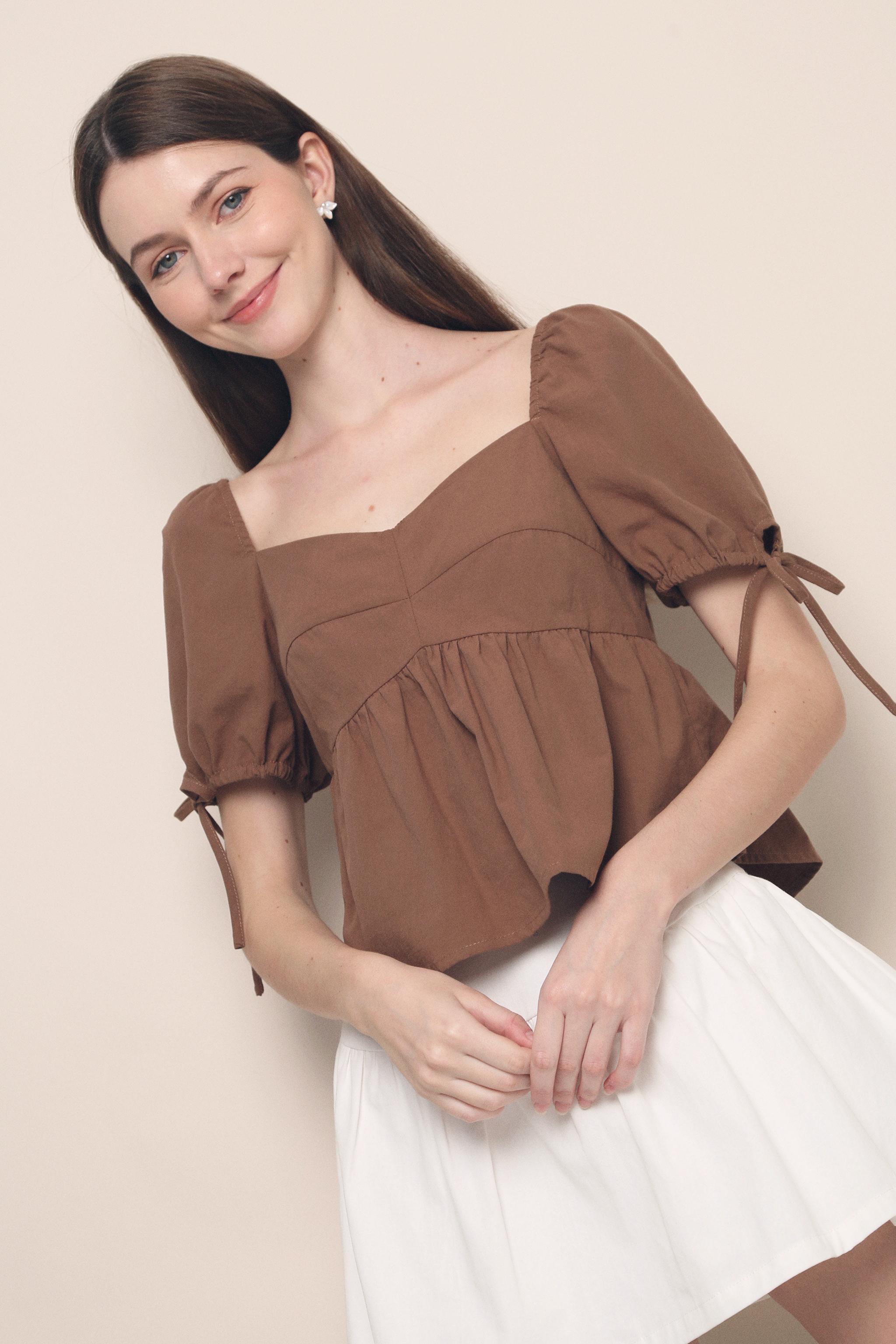 Paulette Babydoll Top Brown