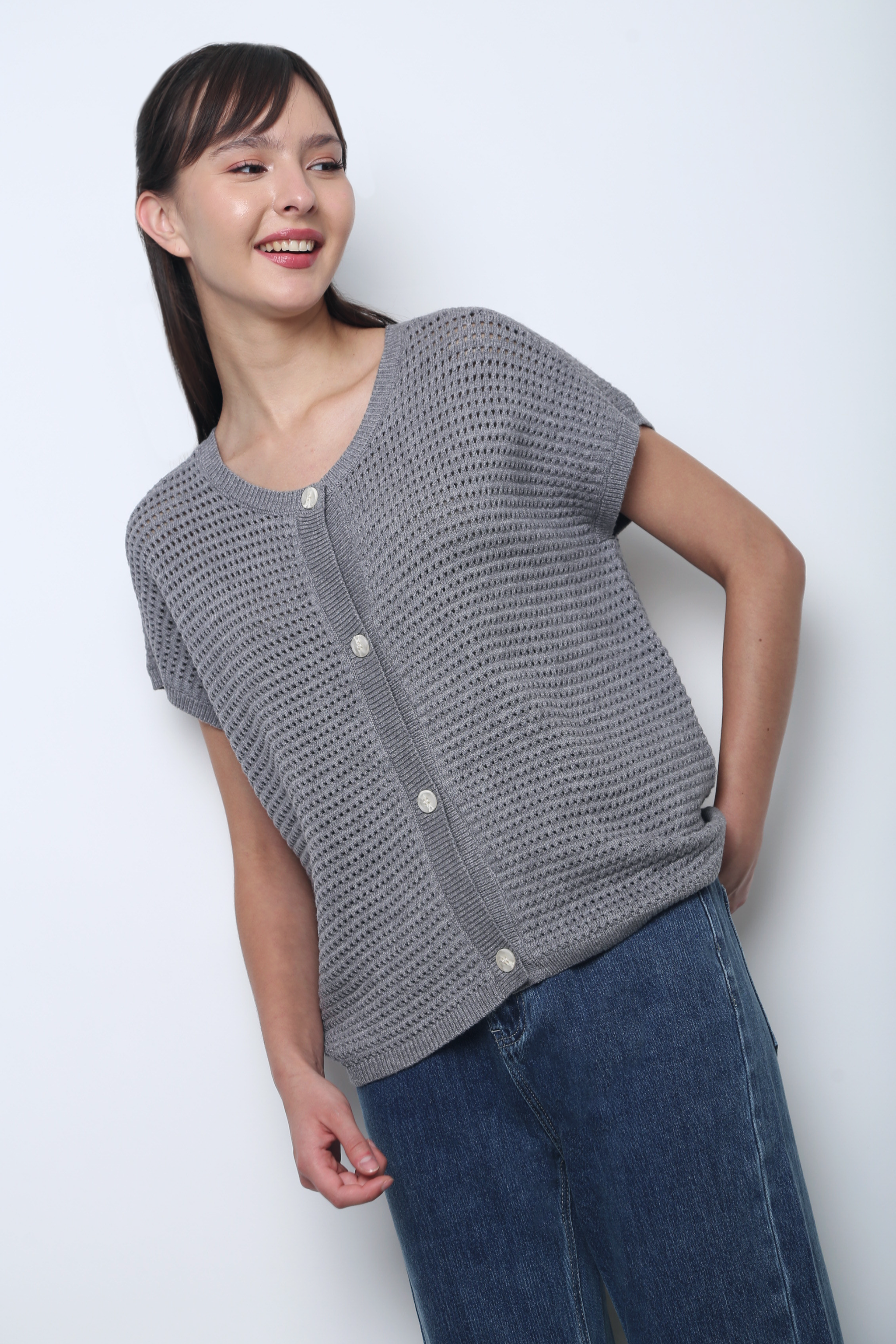 Penny Lane Eyelet Knit Wear Grey (Backorder)