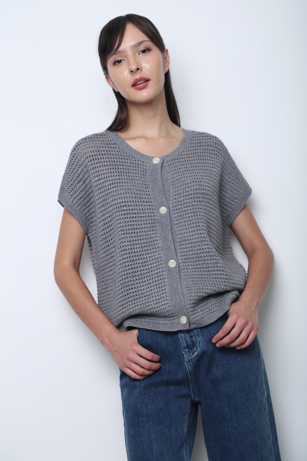 Penny Lane Eyelet Knit Wear Grey (Restock)