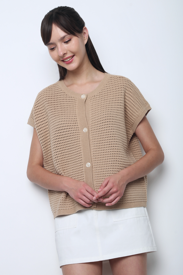 Penny Lane Eyelet Knit Wear Milk Tea (Backorder II)