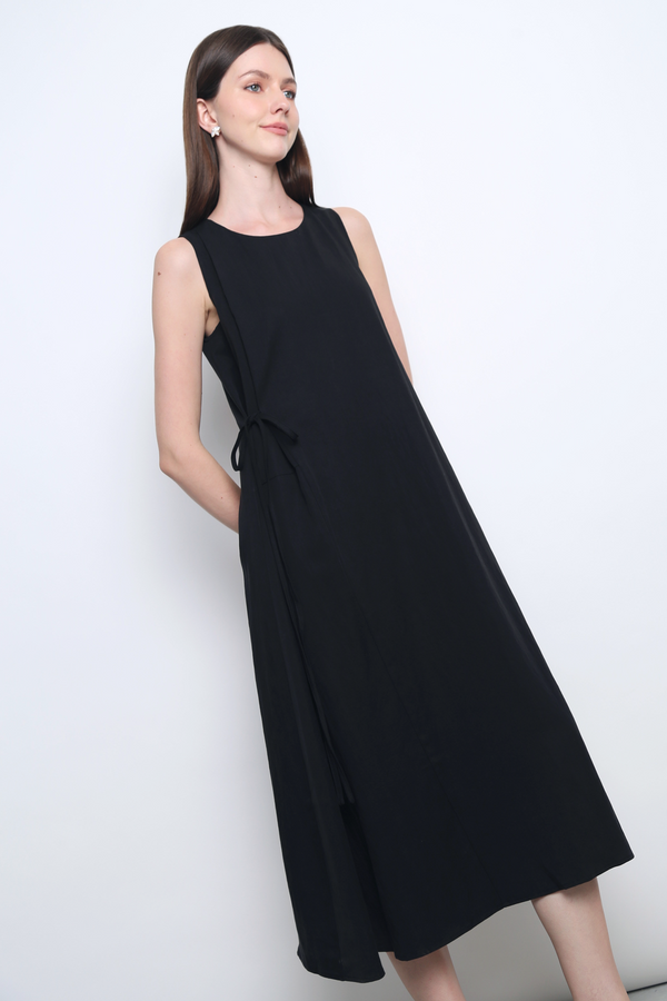 Plainfolk Tie Waist Maxi Dress Black