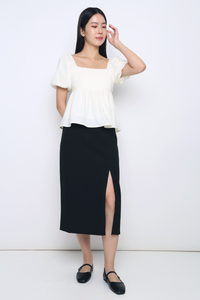 Desk To Dinner Slit Skirt Black (Restock)