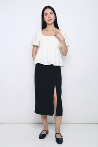 Desk To Dinner Slit Skirt Black (Restock)