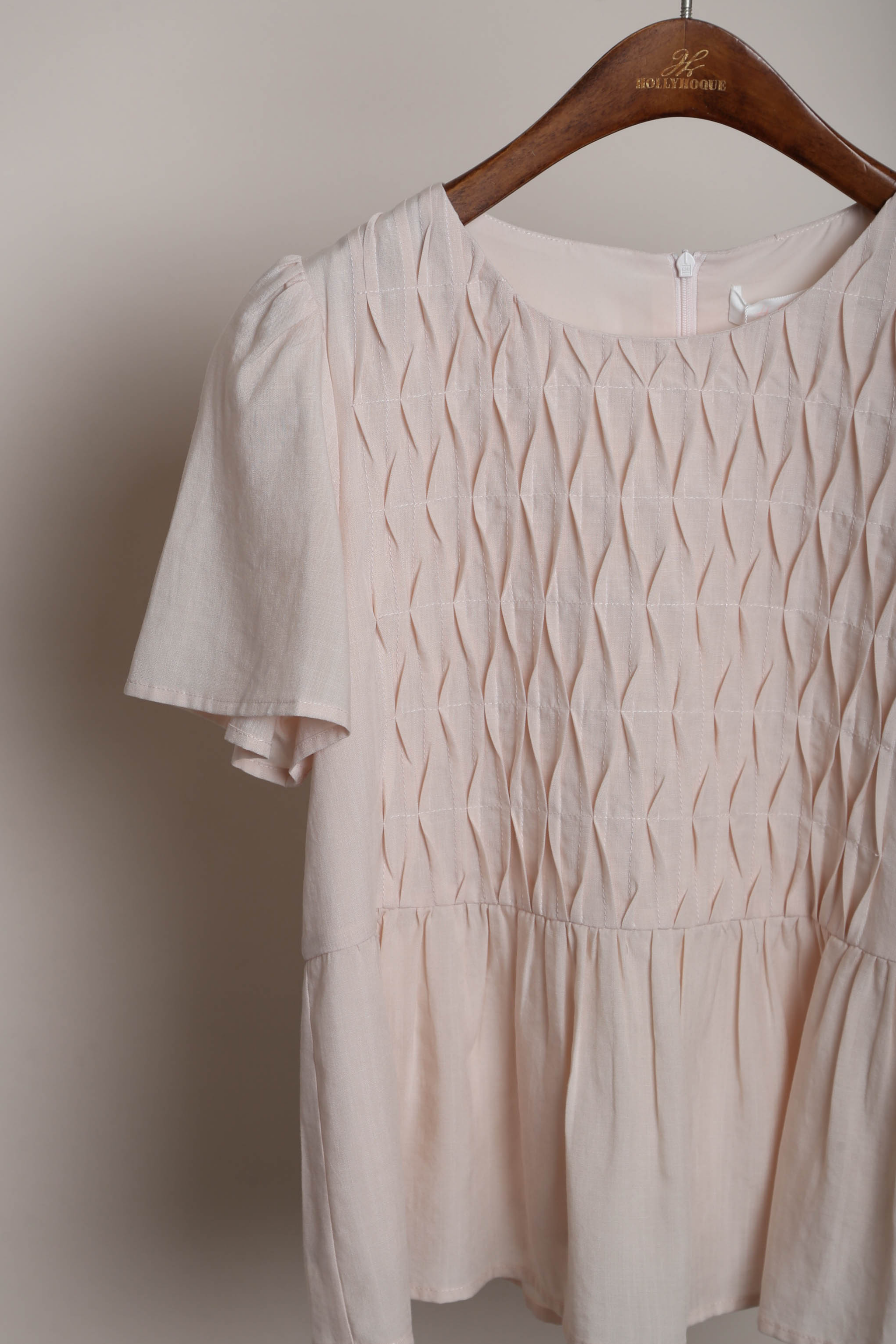 Poetry Pintuck Babydoll Blouse Powder Pink (Backorder)