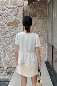 Poetry Pintuck Babydoll Blouse Cream (Backorder)