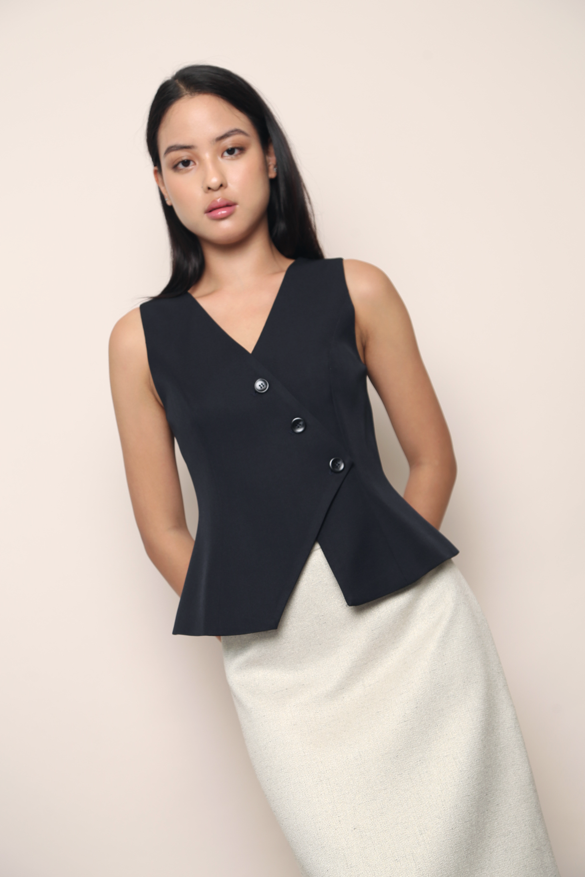 Posh Wrap Vest Top Navy