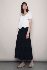 Posie Pleat Scoop Neck Top White