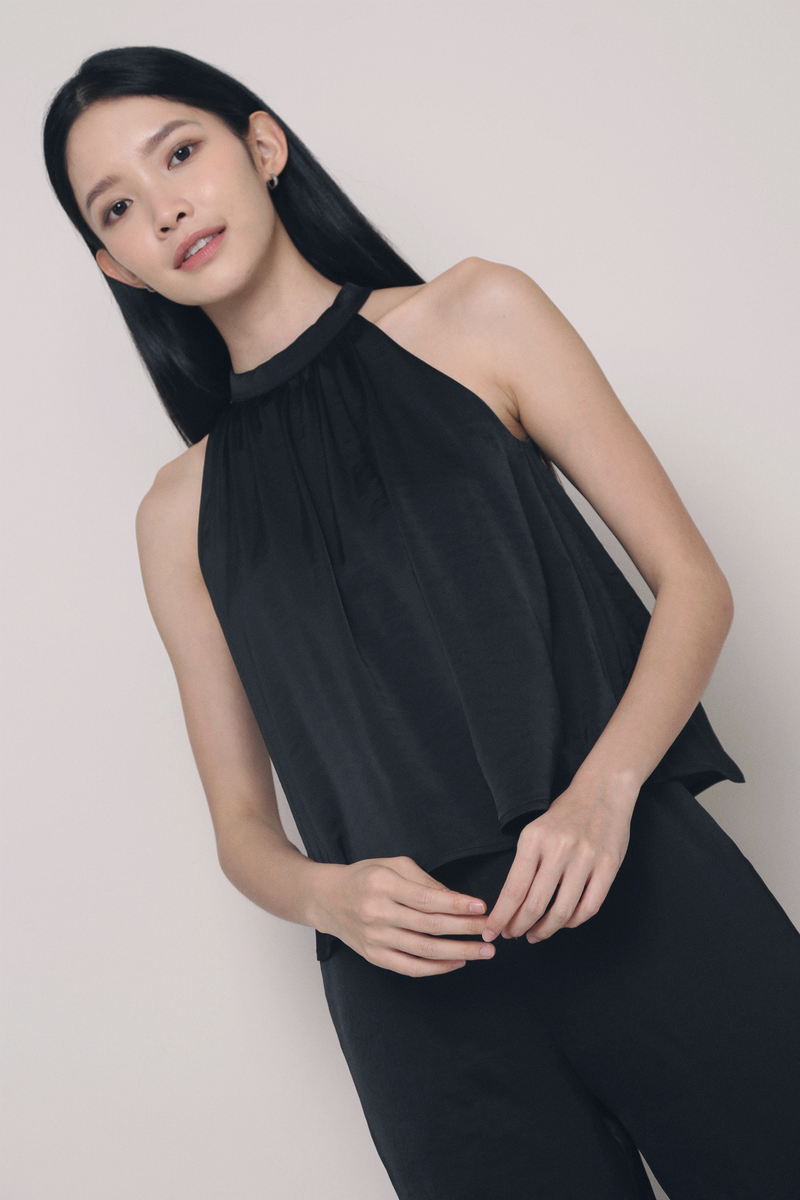 Ramsie High Neck Sleeveless Blouse Black (Preorder)