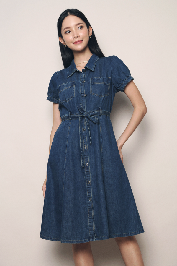 Rianne Denim Midi Dress Mid Wash