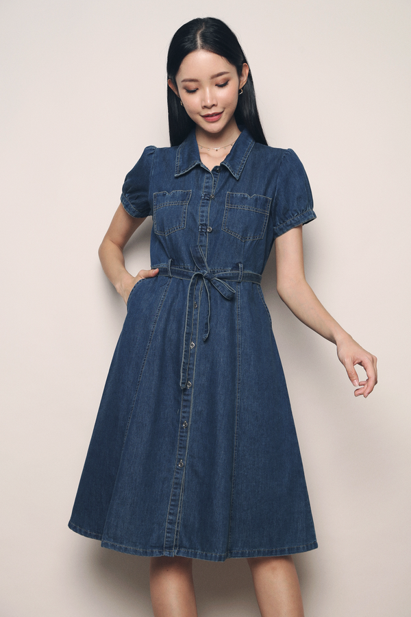 Rianne Denim Midi Dress Mid Wash