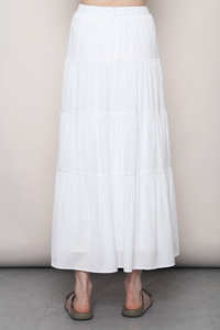 Shoreline Tiered Midaxi Skirt White