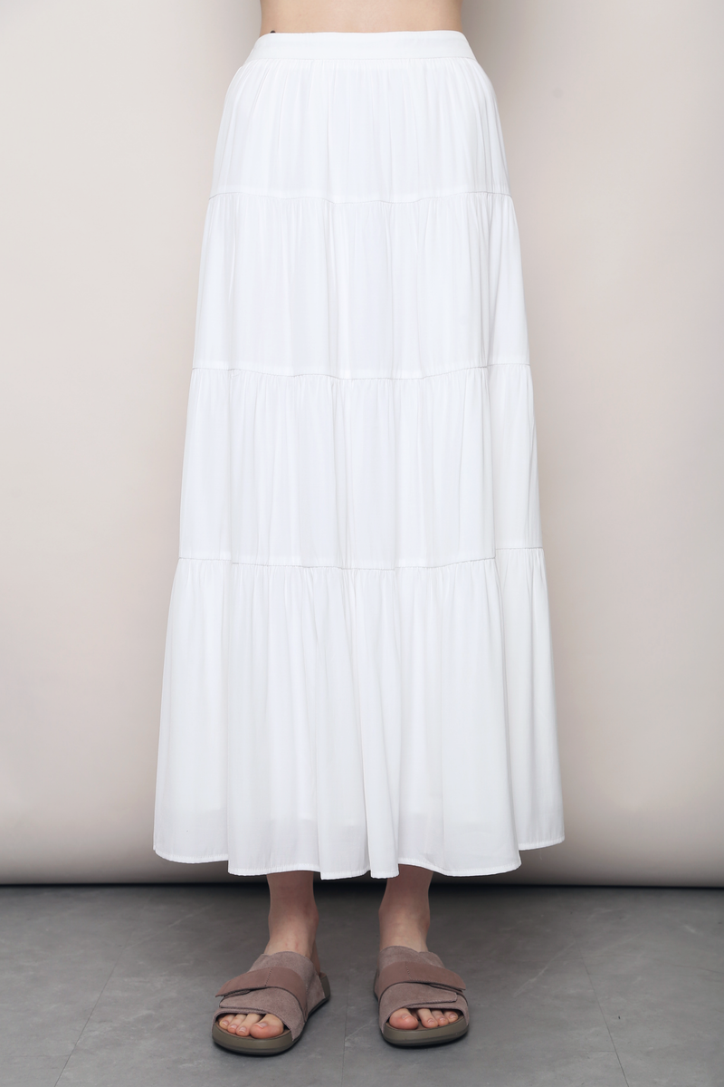 Shoreline Tiered Midaxi Skirt White