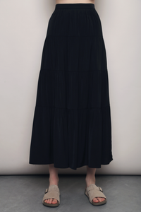 Shoreline Tiered Midaxi Skirt Black
