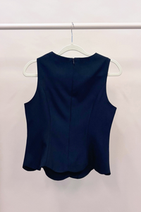 Sicily Scallop Trim Vest Top Navy