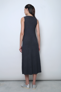 Simple Lines Knit Midi Dress Grey