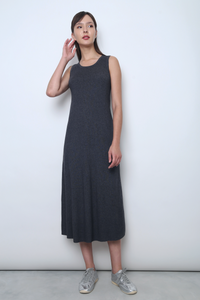 Simple Lines Knit Midi Dress Grey