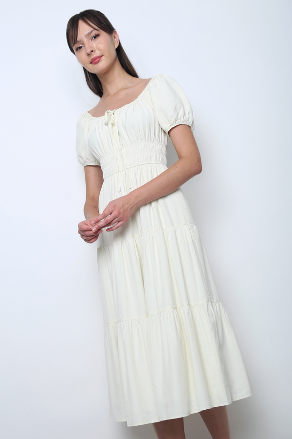 Skippie Tiered Midaxi Dress Ivory