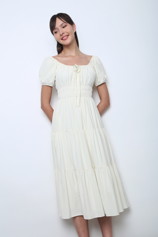 Skippie Tiered Midaxi Dress Ivory