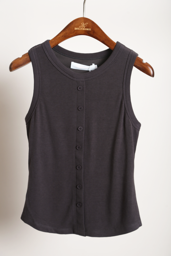 Snuggles Button Tank Gunmetal Grey (Backorder)