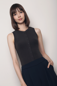 Snuggles Button Tank Gunmetal Grey