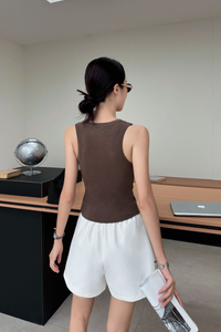 Snuggles Button Tank Brown