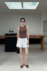 Snuggles Button Tank Brown