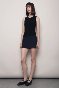 Snuggles Button Tank Black