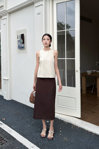 Soft Focus Sleeveless Linen Top Cream