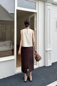 Soft Focus Sleeveless Linen Top Cream