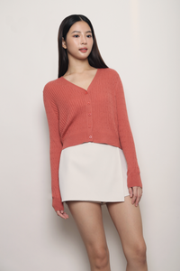 Soft Season Cropped Knit Cardigan Muted Coral (Backorder)