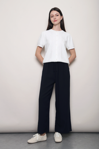 Soft Trellis Knit Blouse White