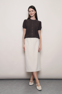 Soft Trellis Knit Blouse Brown