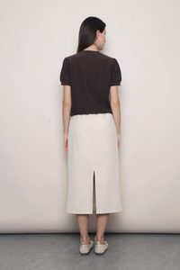 Soft Trellis Knit Blouse Brown