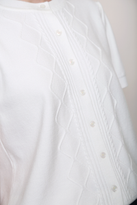 Soft Trellis Knit Blouse White