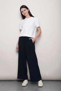 Soft Trellis Knit Blouse White