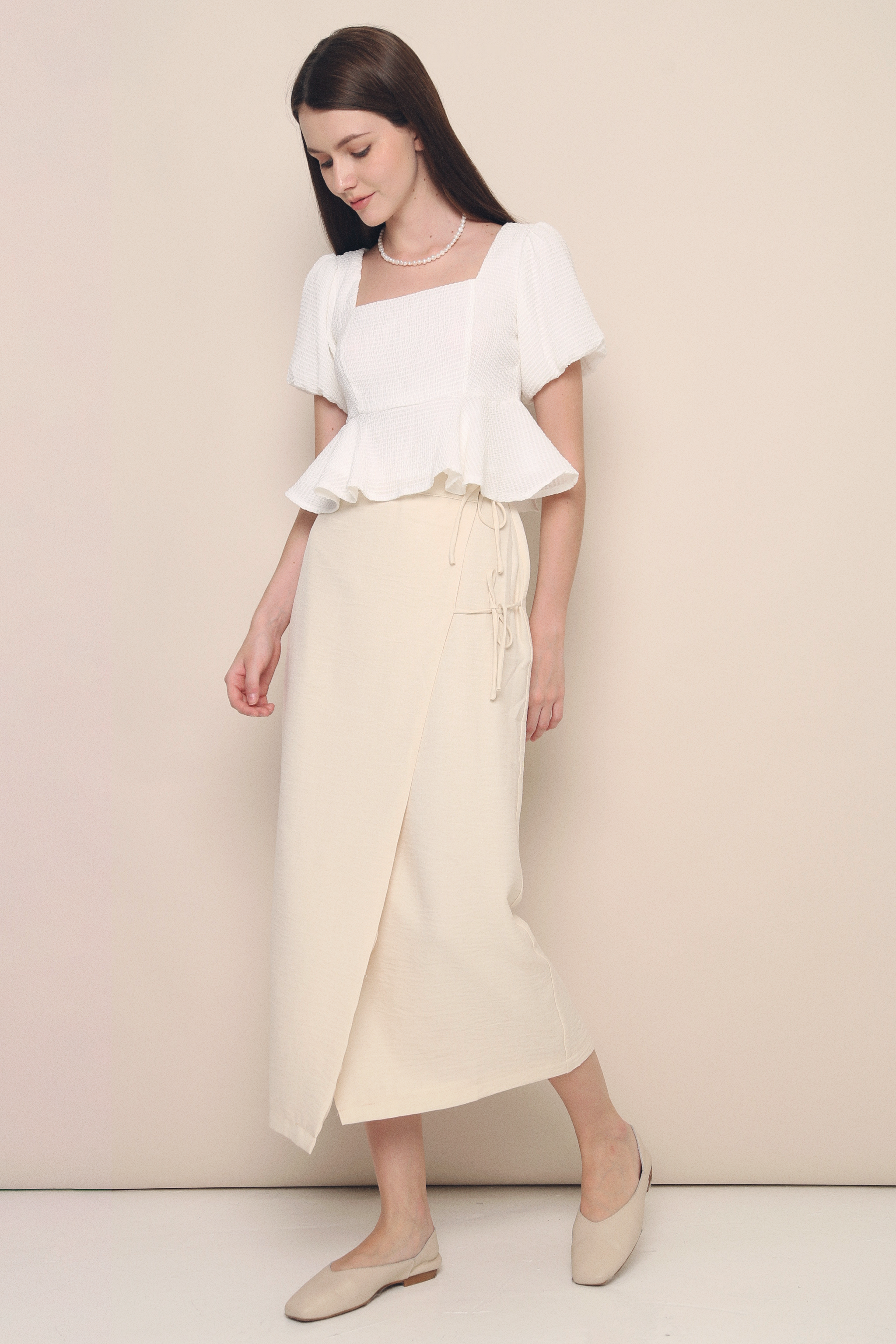 Carter Wrap Tie Skirt Ecru