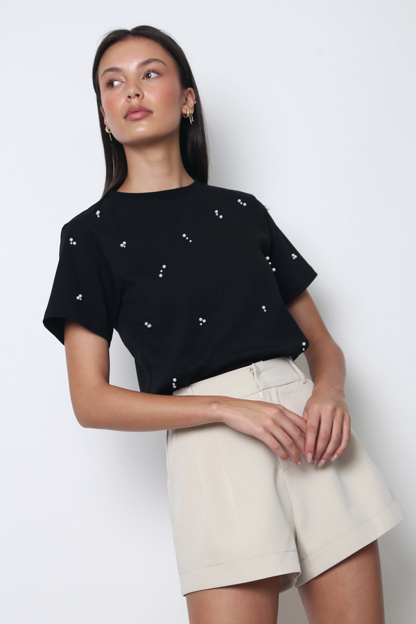 Sprinkle Pearl Tee Black