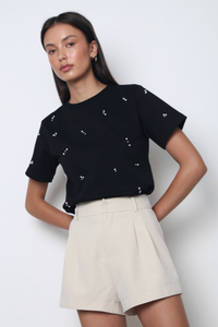 Sprinkle Pearl Tee Black