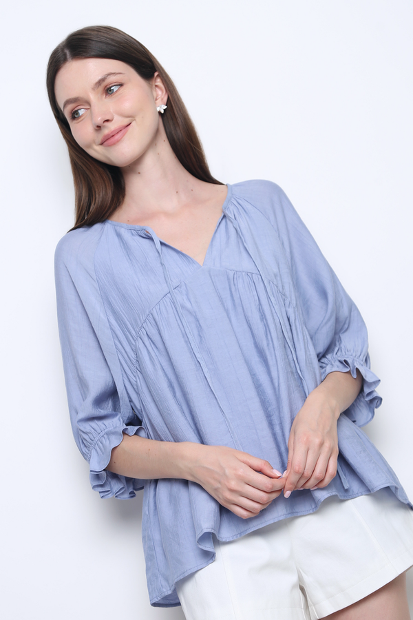 Sunbelle Babydoll Blouse Blue
