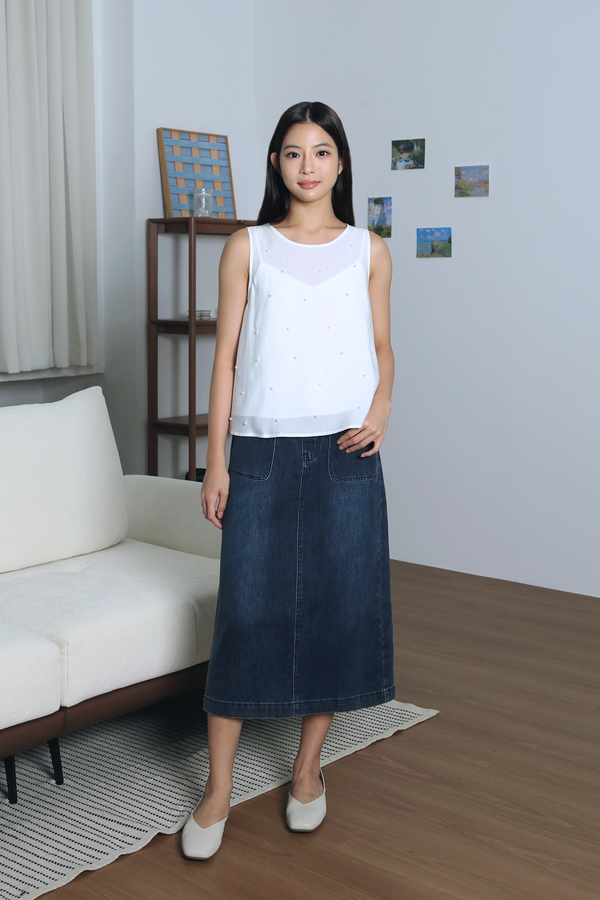 Sundaze Denim Midi Skirt