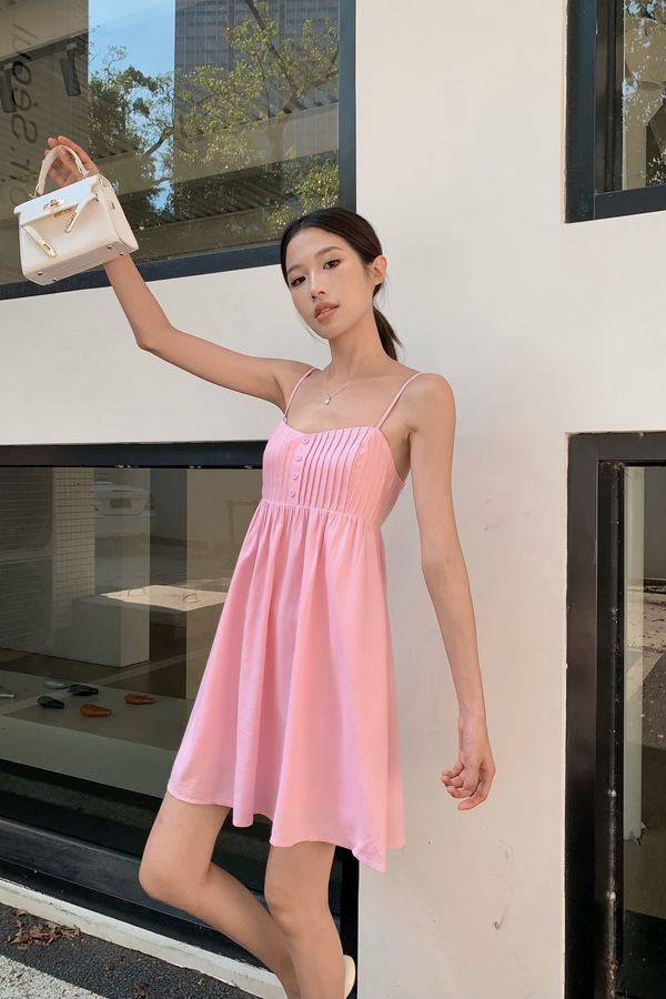 Sunkiss Pleat Babydoll Dress Cherry Blossom