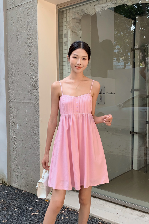 Sunkiss Pleat Babydoll Dress Cherry Blossom