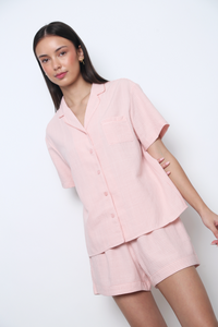 Sweet Slumber Gingham Pajamas Set Blush Pink