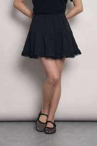 Tier We Go Lace Skirt Black