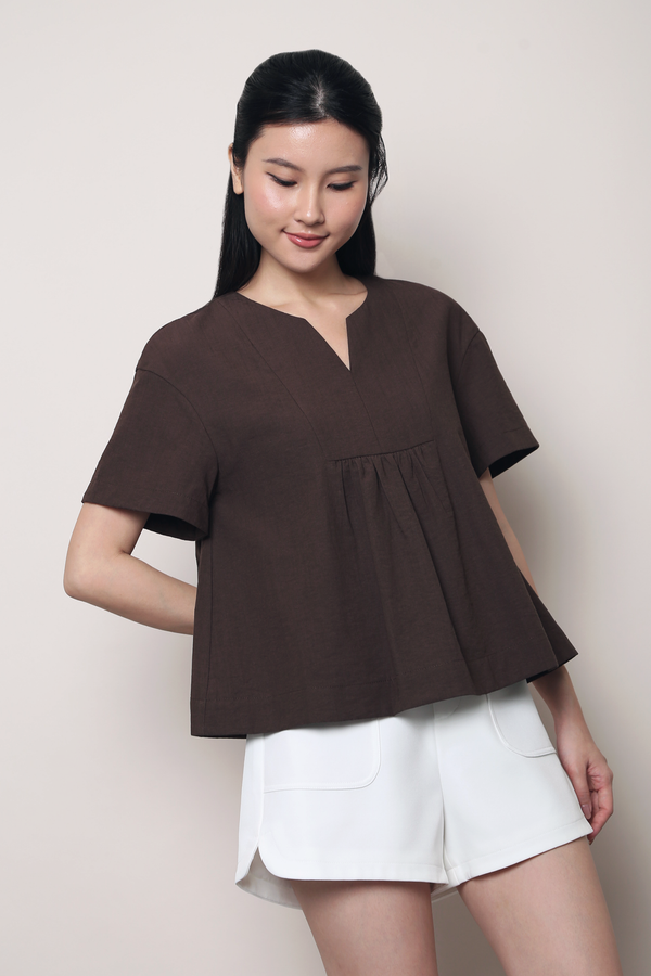Tods V2 Notch Neck Top Brown (Backorder)